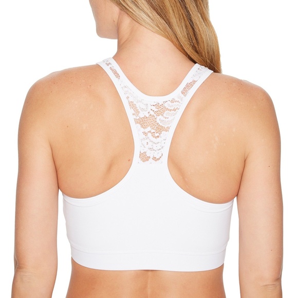 Onzie Bridal White High Neck Lace Panel Sports Bra - Picture 5 of 8